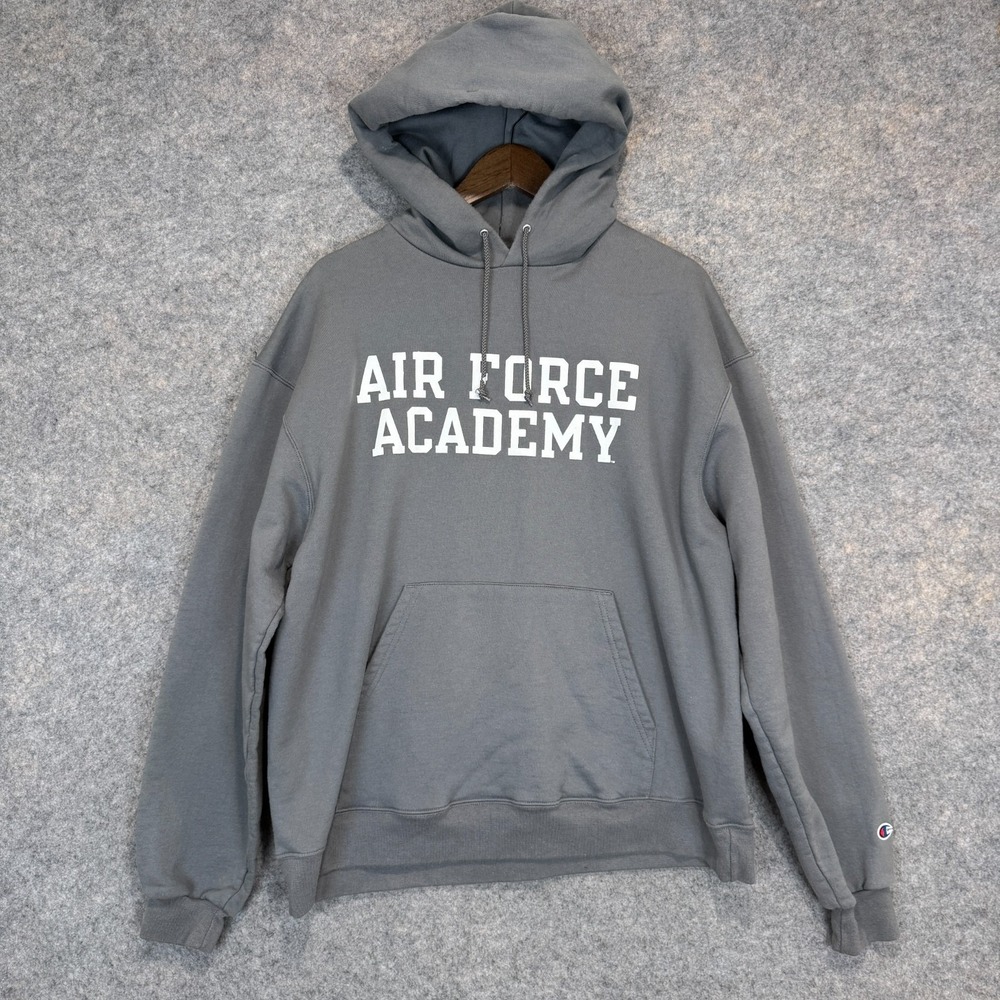 Vintage Air Force Academy Hoodie Sweatshirt Mens XL 50/50 Blend Y@K Fleece Gray